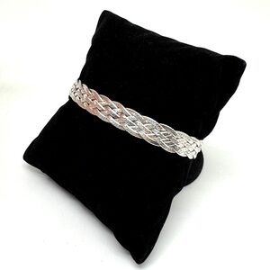 Vintage Dyadema Sterling Silver Braided Herringbone Bracelet Made in Italy